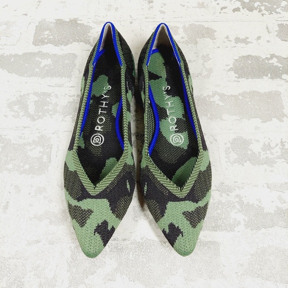NEW Rothy’s The Point Olive Camo Slip On Ballet Flat Shoes E879 - Picture 2 of 9